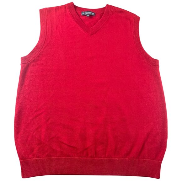Hart Schaffner Marx Mens Red V-Neck Sweater Vest M 100% Extra Fine Merino Wool - Picture 1 of 6